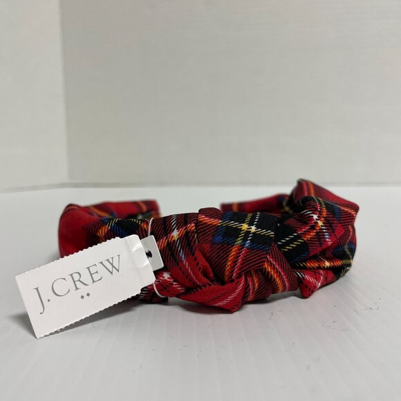 J. Crew Tartan Knot Headband Red/Black Multi 0S NWT - Picture 3 of 6